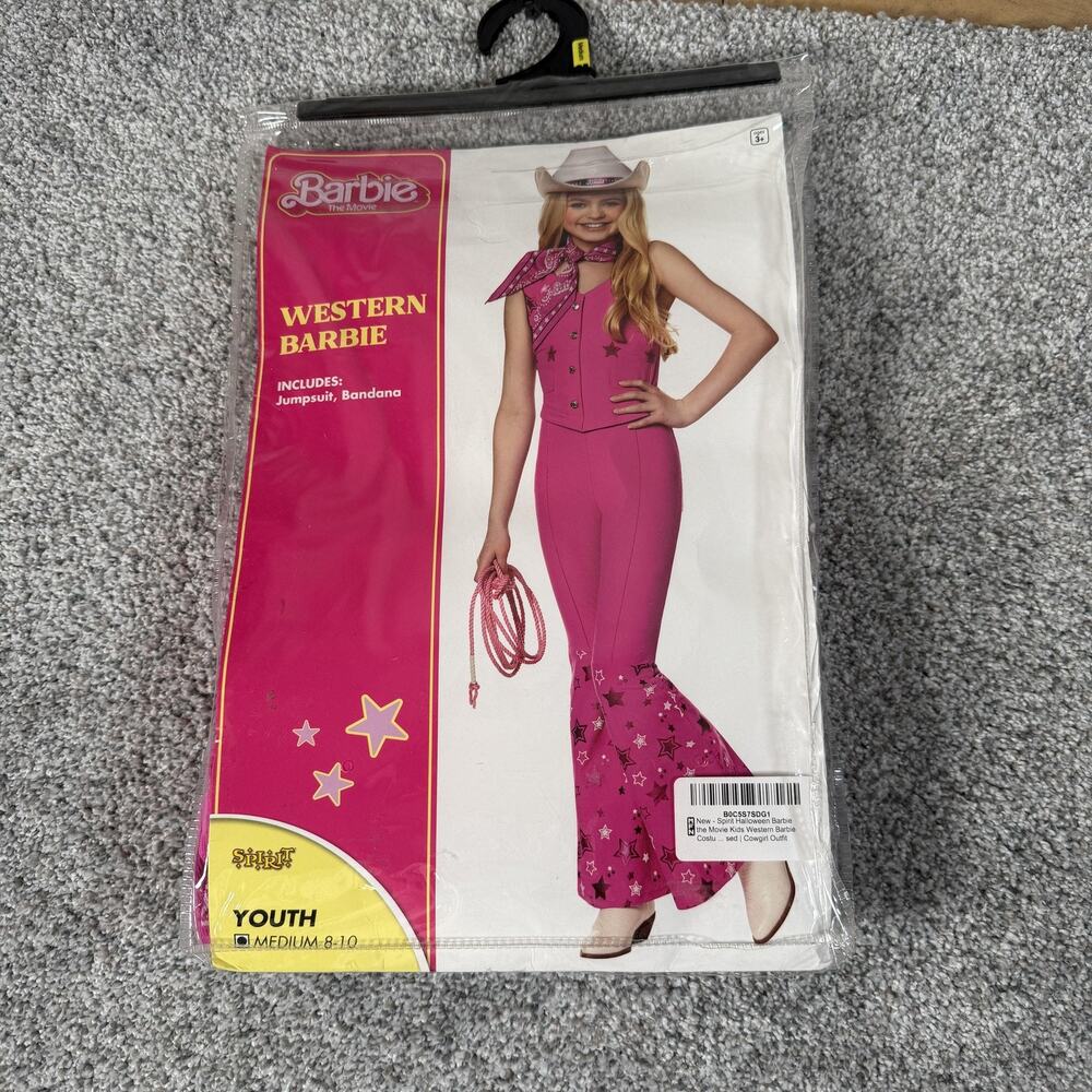 Spirit Halloween Western Barbie Costume Youth M 8-10 Barbiecore Western Cowgirl